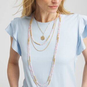 nwt chico's pink beaded multi strand necklace